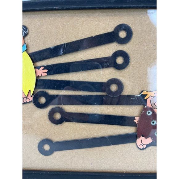 Vintage Flintstones Cartoon Paper Mechanical Finger Puppet Paper Dolls Framed - Picture 3 of 6